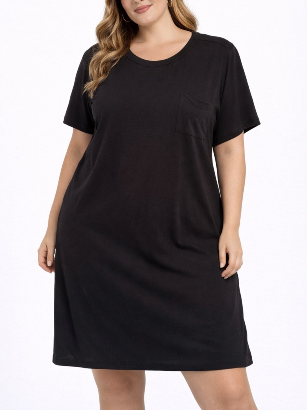 Everyday Black Pocket Tee Dress‎